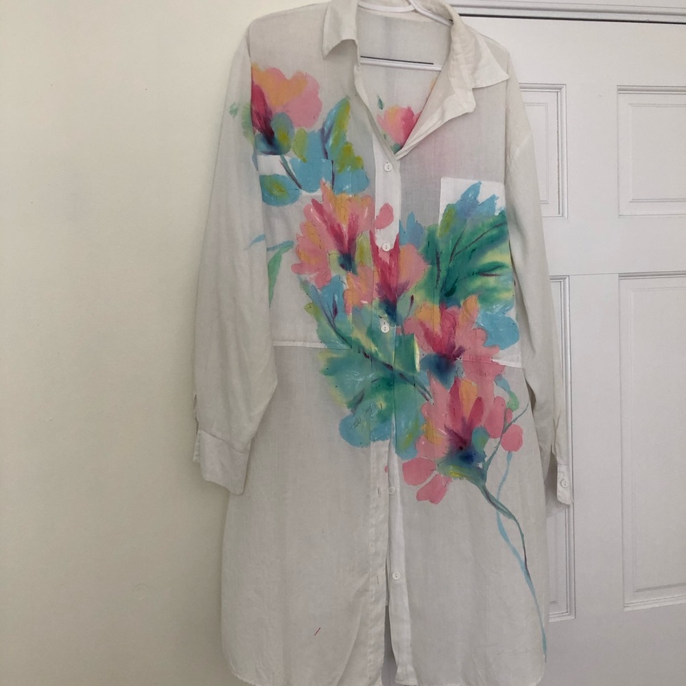 Oversized Linen Button Down Top